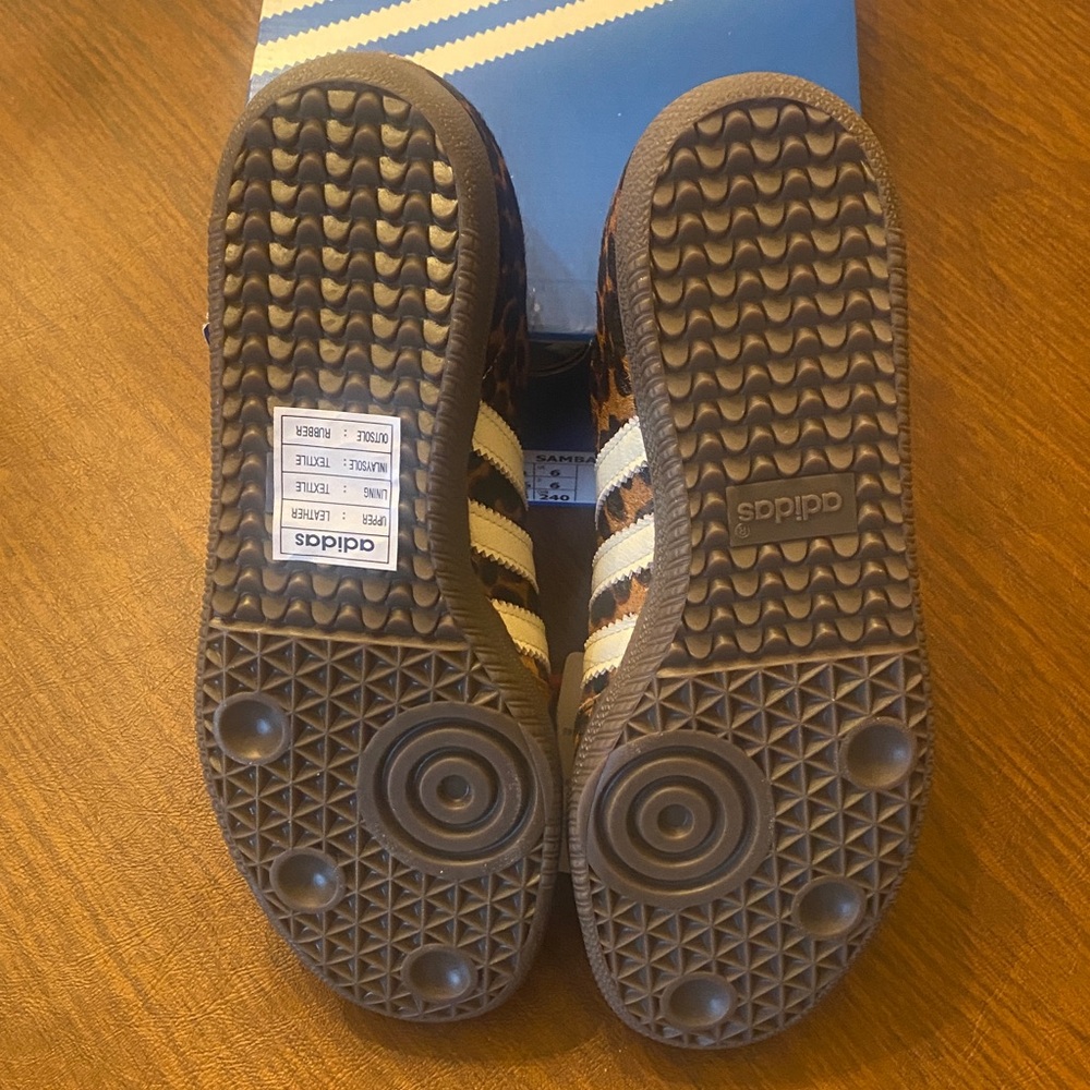 adidas Leopard Print Sneakers with Orange Laces and White Stripes - Picture 3 of 5